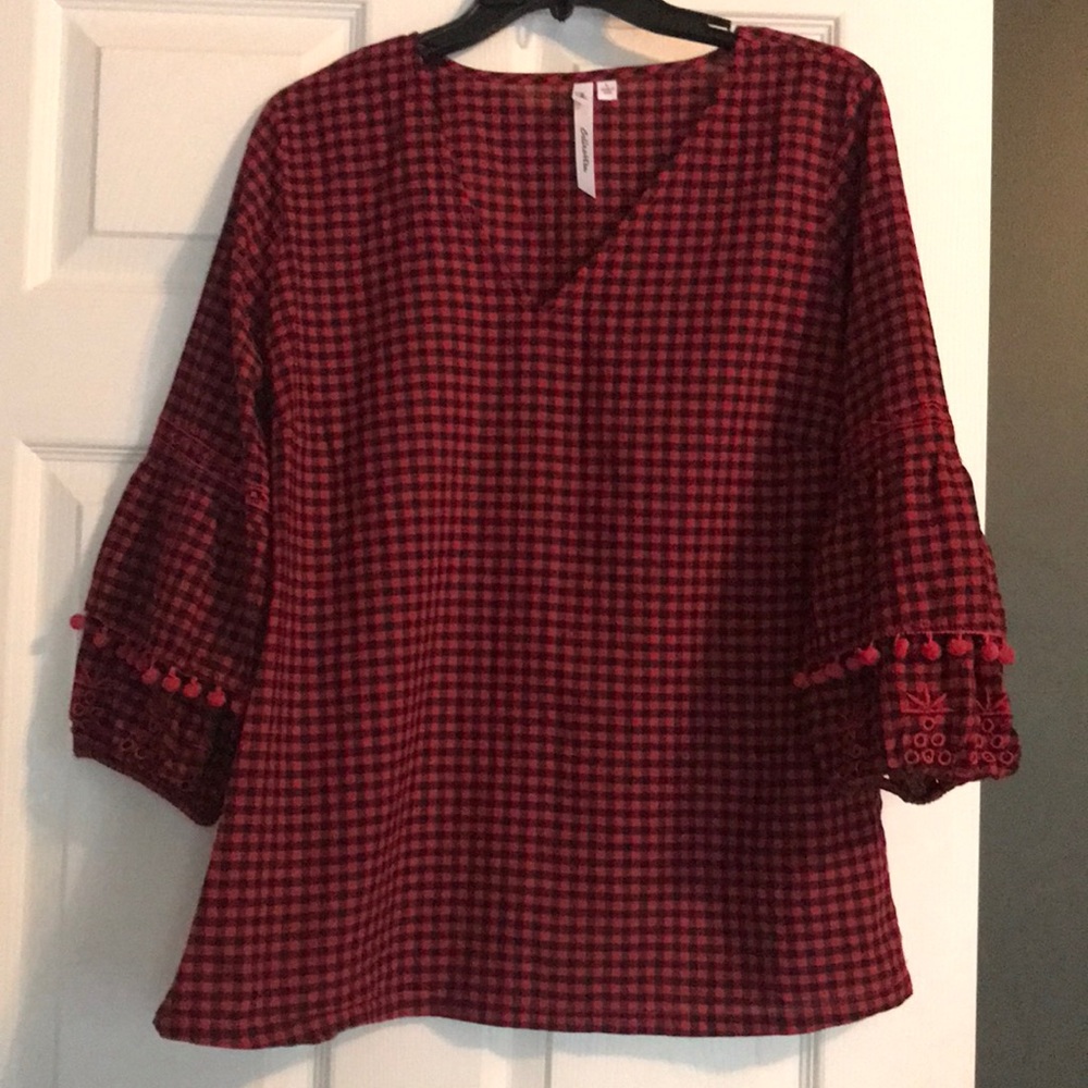 Gingham check blouse